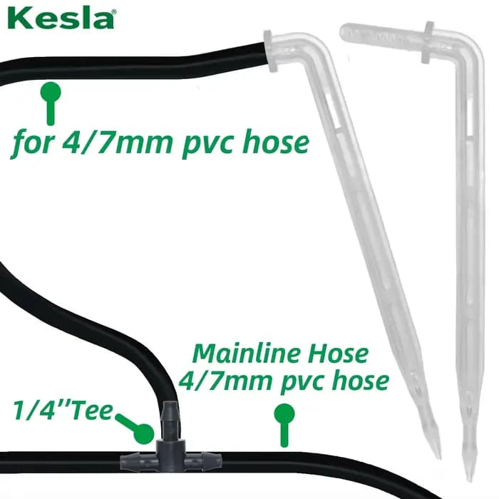KESLA 50X flèche courbée transparente 1/4 ''4/7mm tuyau goutteur goutte à goutte émetteur économie d
