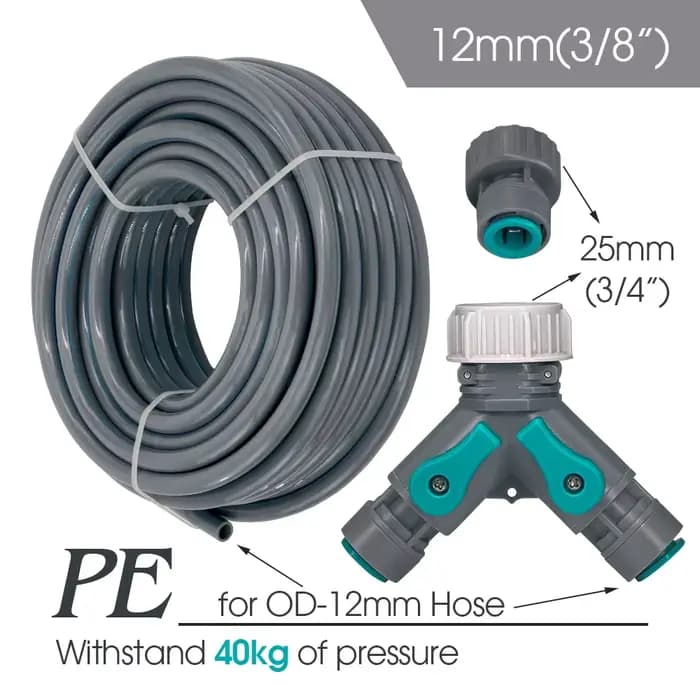 Kit de pulvérisation Flexible et réglable en laiton, tuyau PE gris de 3/8 pouces, connexion rapide, 
