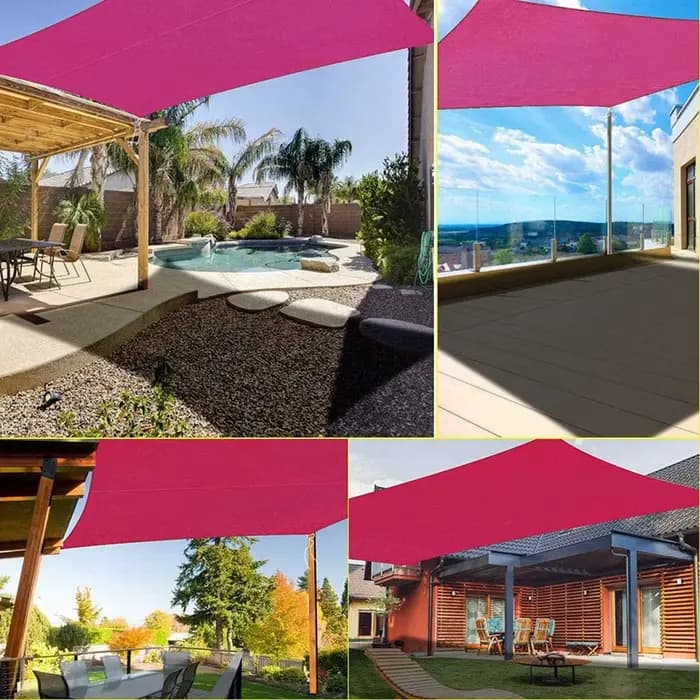 Voile pare-soleil étanche Rose rouge 420D carré Rectangle Triangle jardin terrasse auvent piscine om