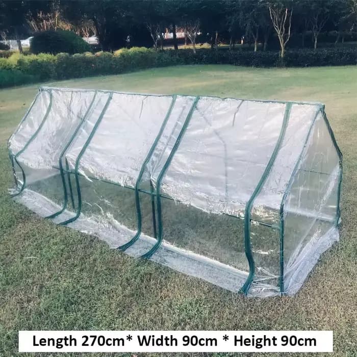 Serre avec Couverture Transparente en PVC, 270x90x90cm, Cadre pour Niket Extérieur, Graines de Légum
