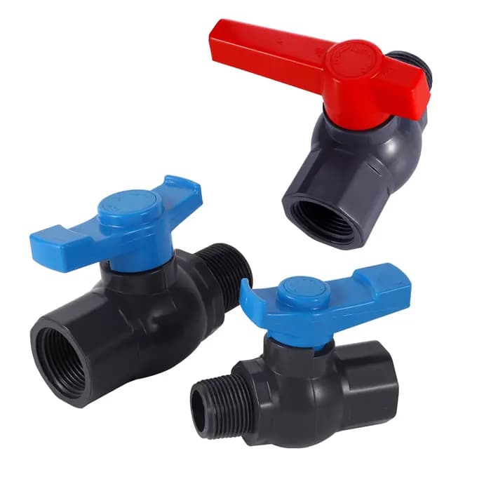 Vanne à bille en PVC 3/4 pouces, 1 pouce, filetage femelle à filetage mâle, interrupteur d'alimentat