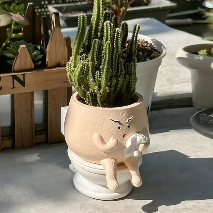 Pot fleurs toilette en résine à mode, pour plante d'intérieur avec bons systèmes Drainage, parfait p