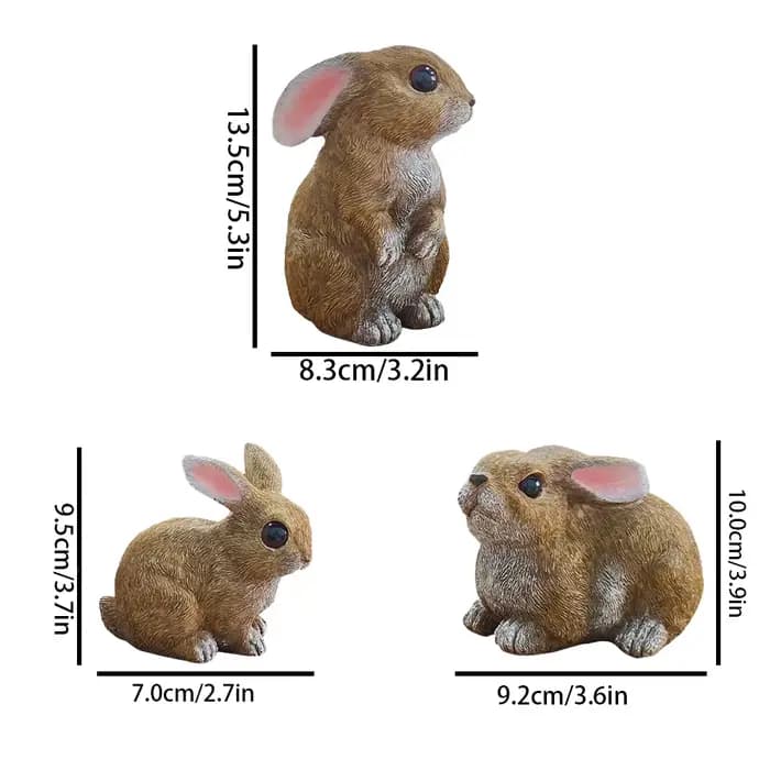 Ensemble de 3 décorations de jardin lapin de Pâques, pour la maison, le jardin et l'extérieur