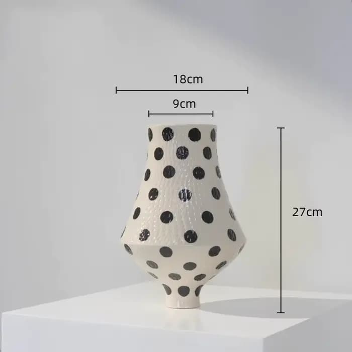 Vase en céramique à pois avec poignée, Pot de fleurs, artisanat en céramique, accessoires d'arrangem