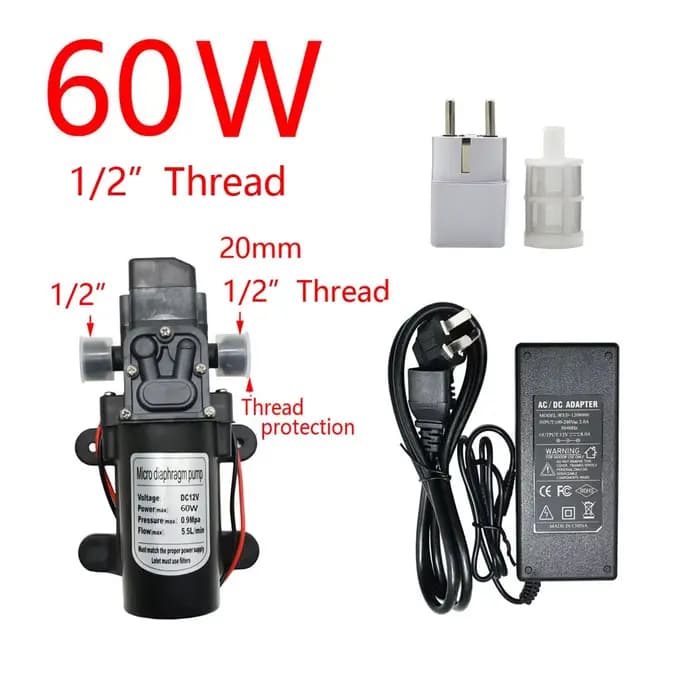Micro pompe à eau à membrane DC 12V 60W 80W 100W, pour lavage de voiture, Irrigation de jardin, pomp