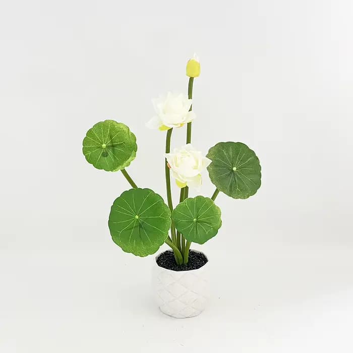 Mini plante de lotus artificielle en pot, accessoires pour plantes vertes en pot, décoration intérie