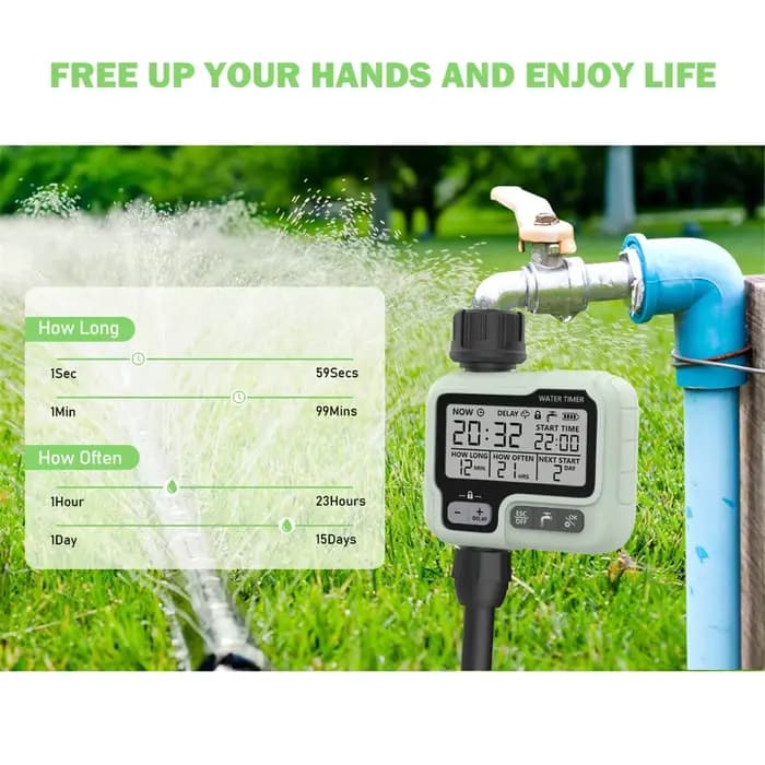 Minuterie d'eau automatique HCT-322, Machine d'irrigation numérique de jardin, arroseur Intelligent 