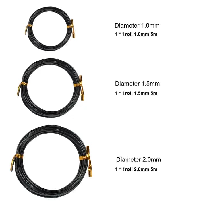 3 rouleaux de fils de bonsaï en aluminium anodisé, fil d'entraînement pour bonsaï avec 3 tailles (1,