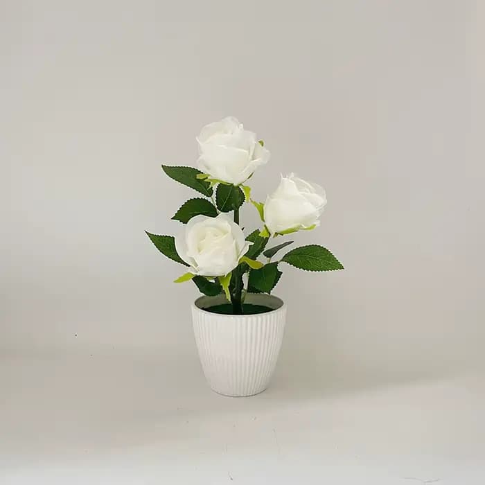 Rose artificielle en pot, fausse plante de rose, bonsaï réaliste, ornements de bureau, décorations p