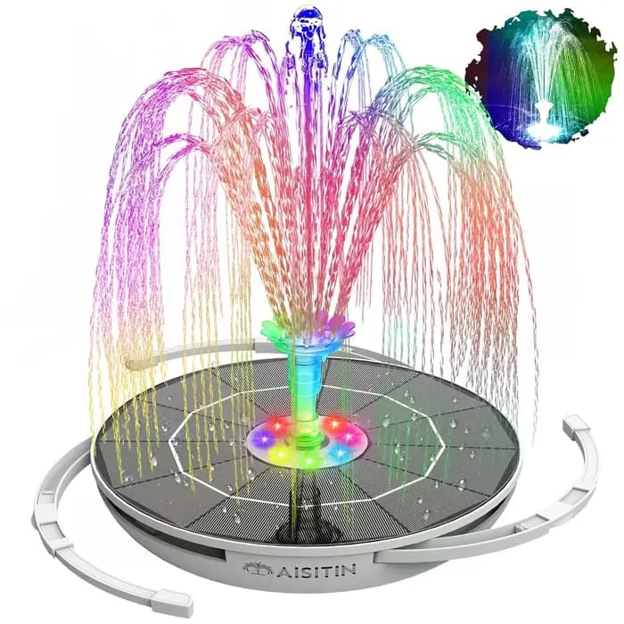 Pompe de fontaine solaire LED 6,5 W avec lumières, pour piscine de bain d'oiseaux, fontaine d'eau so