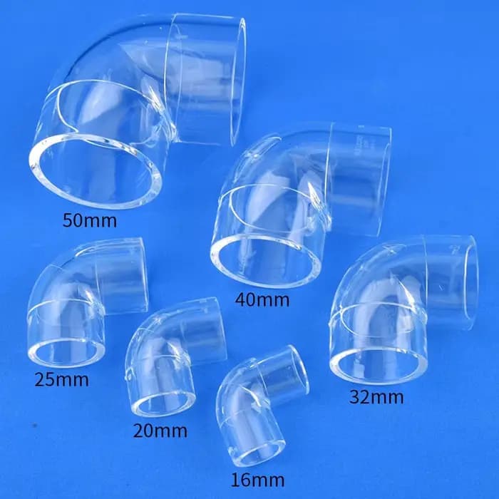 16~50mm Acrylique 90 °   Raccords de tubes transparents coudés, connecteur de tuyau d'eau d'aquarium