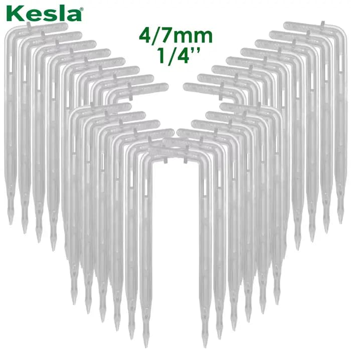 KESLA 50X flèche courbée transparente 1/4 ''4/7mm tuyau goutteur goutte à goutte émetteur économie d