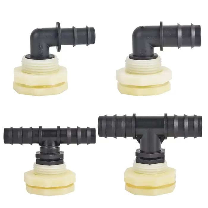Connecteur de réservoir d'eau de cloison en PVC, 1/2 3/4 1 pouce, avec bouchons, raccord de tuyau tr