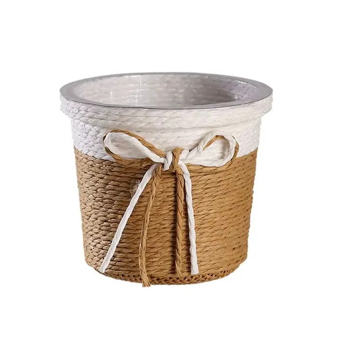 Pot de fleur tressé en corde de papier, fournitures de jardin imperméables, Pot de plantes facile à 