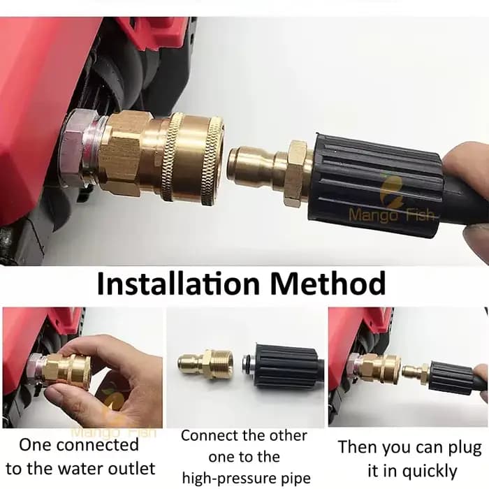 Connecteur rapide pour lave-auto en cuivre, 1/4 ", 3/8", 1/4 ", adaptateur haute pression, Joints de