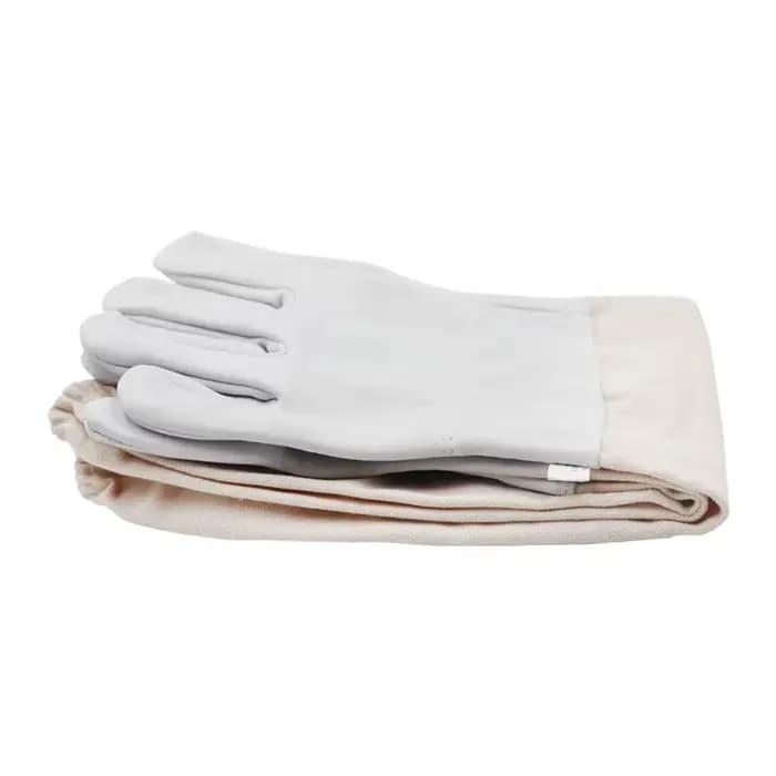 Gants d'apiculture avec manches de protection, maille jaune respirante, peau de mouton blanche et ti