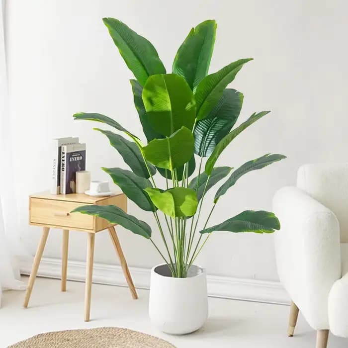 Plantes artificielles grand palmier tropical, 1 pièce, faux gels, feuilles, vrai toucher, plastique,