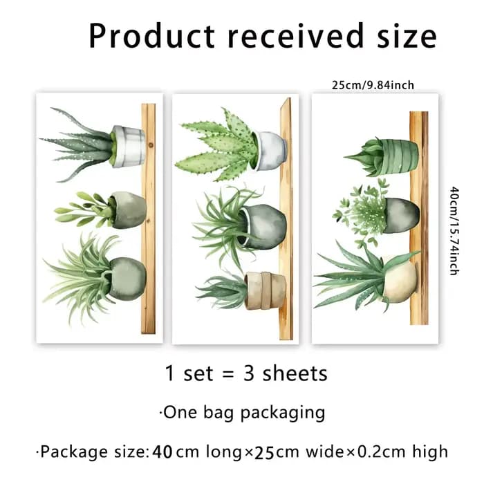 Autocollants d'étagère de plantes en pot vert frais, décoration murale de fond, autocollants muraux 