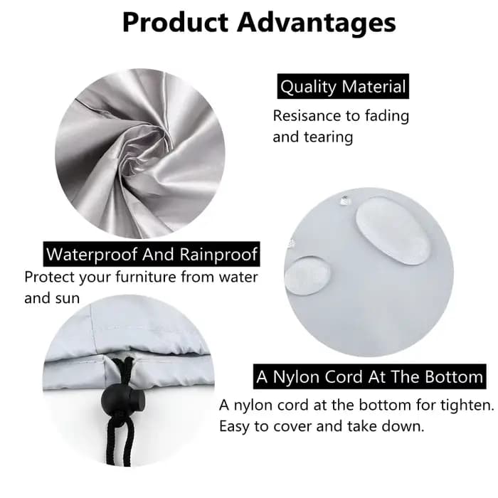 Housse de protection anti-poussière pour meubles d'extérieur, housse intelligente, argent et noir, p