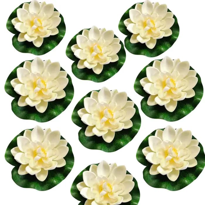 Fleurs de Lotus artificielles 9 pièces avec coussinets de lys, ensemble de plantes de Lotus en plast
