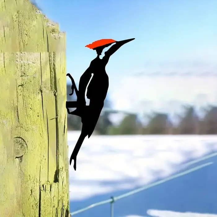Silhouette de pic sur branche en acier, art mural en métal, décoration parfaite, piquet de calcul, s