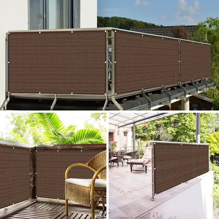 Filet d'ombrage en maille marron pour clôture de Patio Screen-160GSM, tissu en maille pour pare-bris