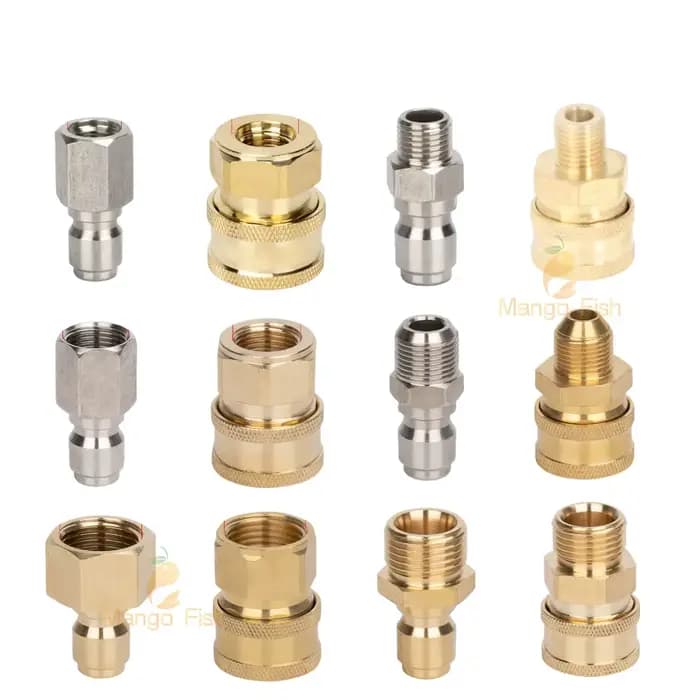 Connecteur rapide pour lave-auto en cuivre, 1/4 ", 3/8", 1/4 ", adaptateur haute pression, Joints de