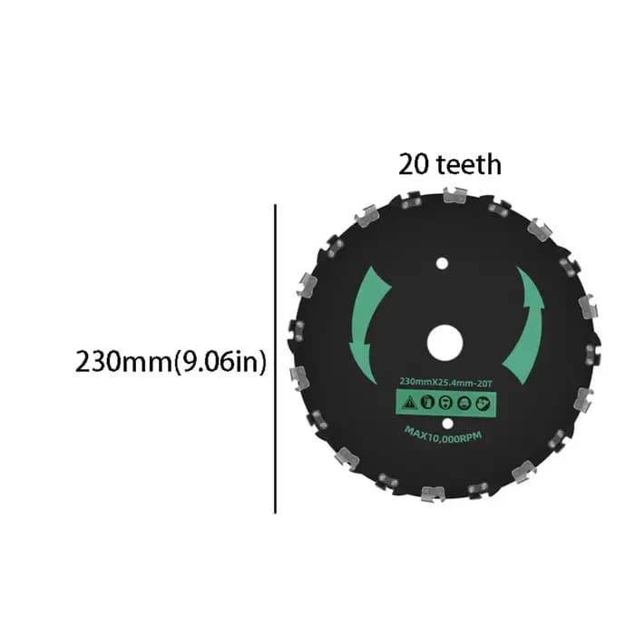 Coupe-herbe robuste et fiable de 9 pouces avec 20 dents, outil de coupe d'arbres, débroussailleuse d