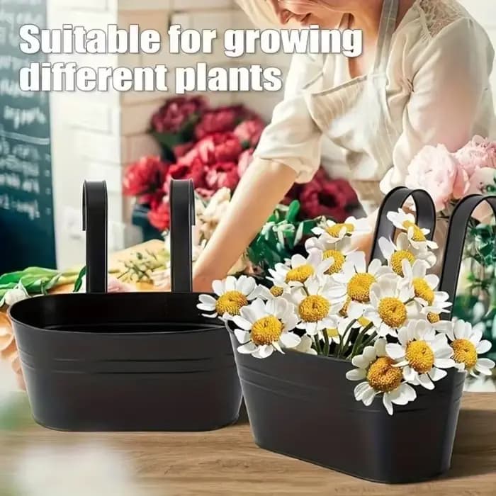 Pots de fleurs en fer avec trous et crochets de proximité, jardinières pour plantes extérieures, gar
