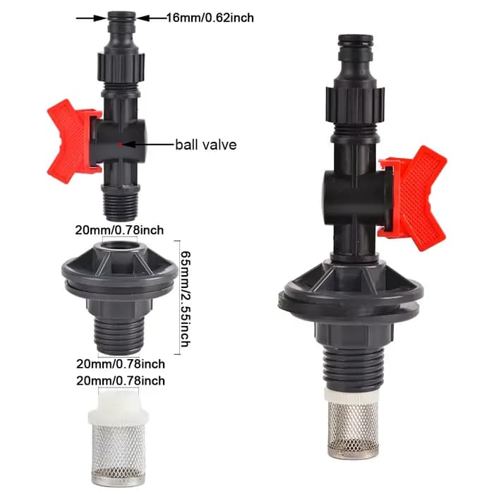 Kit de Valve de robinet de baril de pluie, raccord de cloison de 1/2 3/4 pouces en PVC pour Aquarium