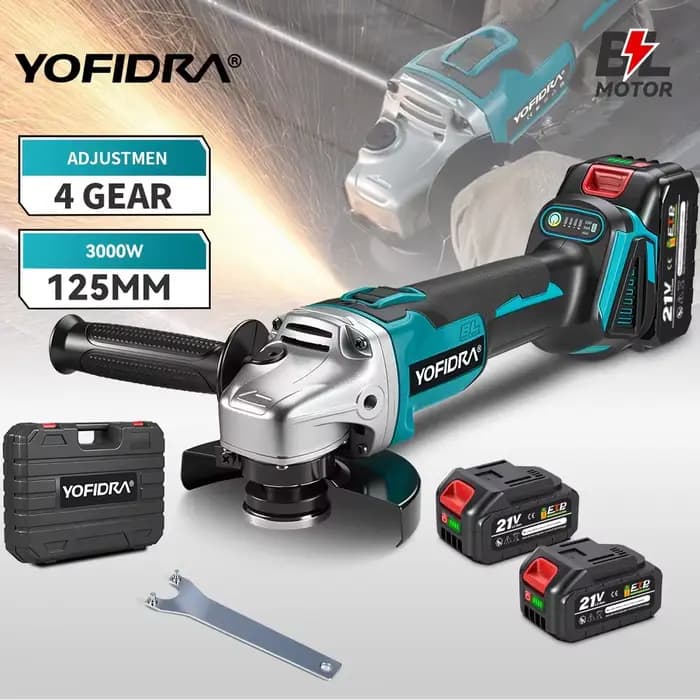YOFIDRA 125mm meuleuse d'angle sans brosse 4 vitesses rectifieuse sans fil coupe travail du bois pou
