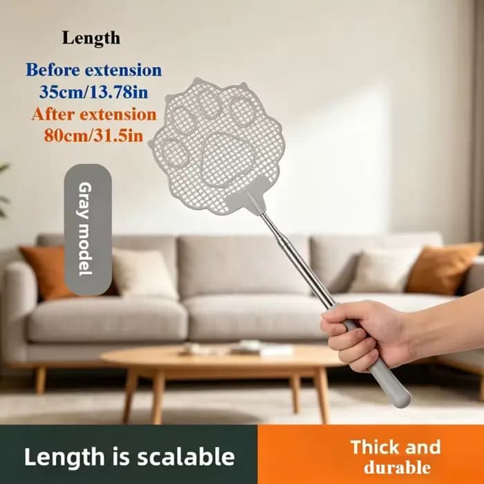 Raquette à moustiques télescopique, design patte de chat, outil efficace pour repousser les moustiqu