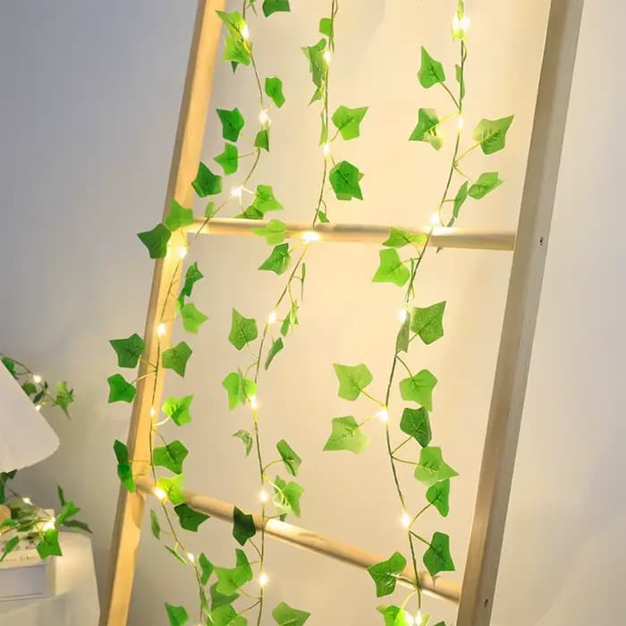 Guirlande lumineuse à feuilles vertes de 2M, vigne de lierre artificielle, décoration de fête de mar