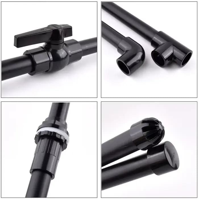 Connecteur de tuyau en PVC noir, 20 ~ 50mm, tuyau UPVC, coude d'eau de jardin, Joint en T, réservoir