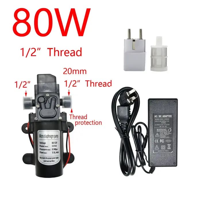 Micro pompe à eau à membrane DC 12V 60W 80W 100W, pour lavage de voiture, Irrigation de jardin, pomp