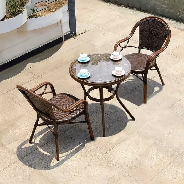 Ensembles de meubles de jardin d'extérieur, table et chaise à cadre en aluminium pour café et boutiq