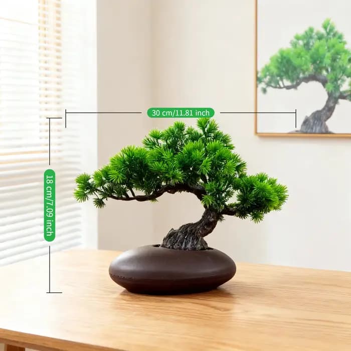 Arbre bonsaï Zen chinois, paysage de pin artificiel en pot. Mini décor de bureau pour bureau à domic