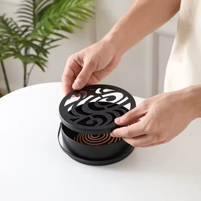 Porte-bobine Anti-moustique en fer, boîte creuse pour la maison et le bureau, brûleur d'encens rond 