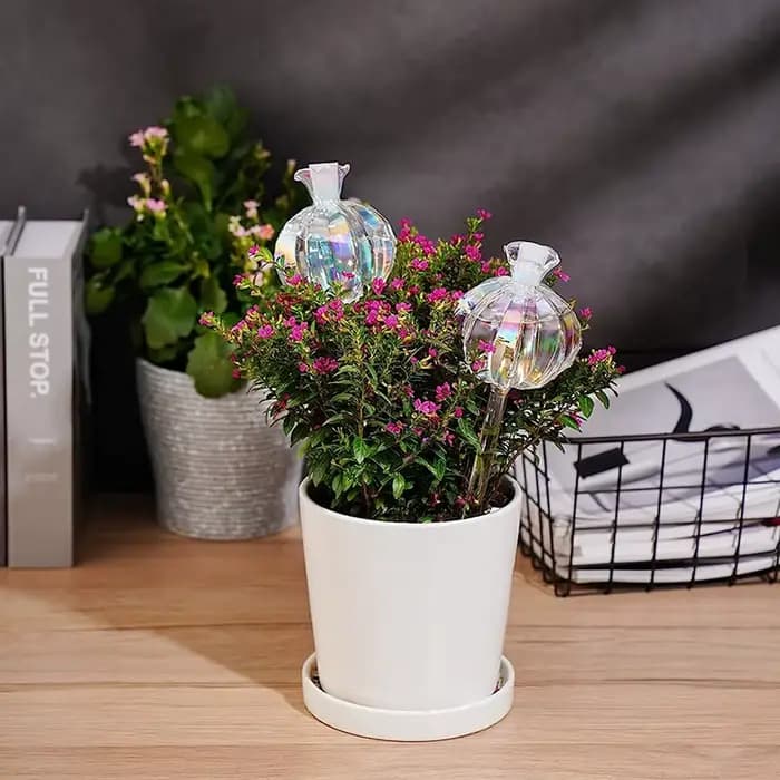 Ampoules d'arrosage automatique en verre pour plantes, goutteur d'eau en forme de plante de fleur, d