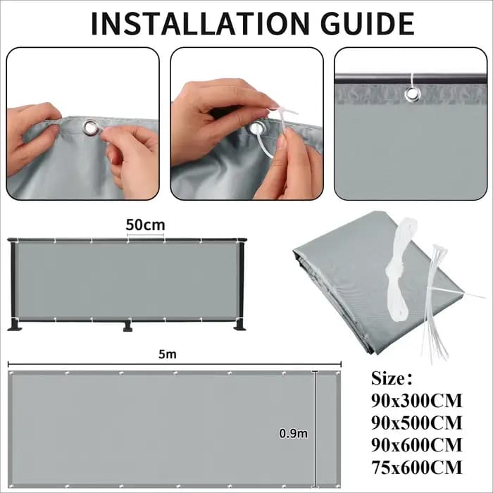 Couverture de clôture d'écran de confidentialité de balcon, Protection UV, pare-brise étanche résist