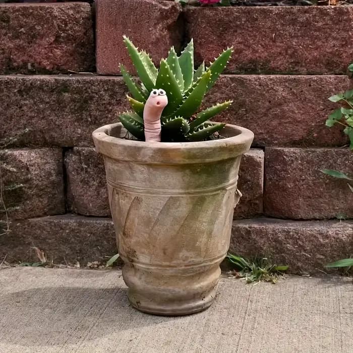 Décoration de jardin en résine en forme de verme assoiffé avec logo « Drink Me » pour plantes d'inté
