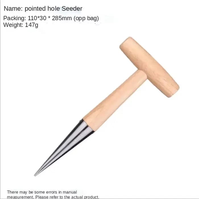 Semoir en acier inoxydable, pelle, manche en bois horticole, perçage de trous, transplantation de se