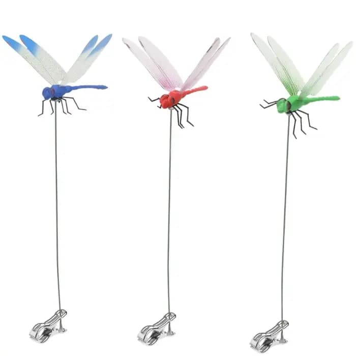 3x faux libellules à clips, décoration jardin, répulsif contre les mouches, Sculpture artistique cou
