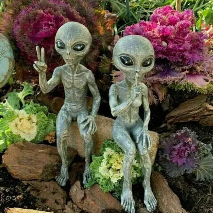 Statue de jardin en résine, ornements extraterrestres pour espace extérieur, décoration de maison, c