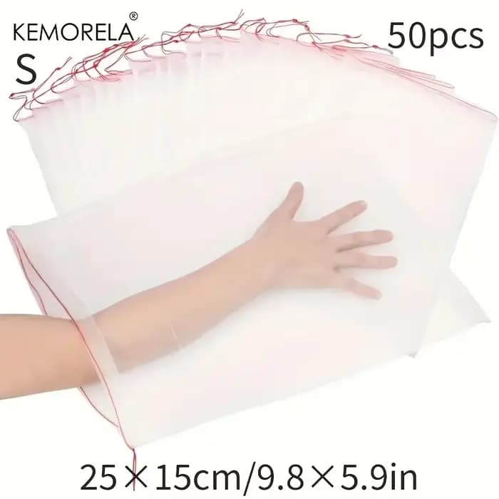 KEMORELA 50pcs Sacs de protection des fruits en maille blanche Housses non tissées durables en PP/TP