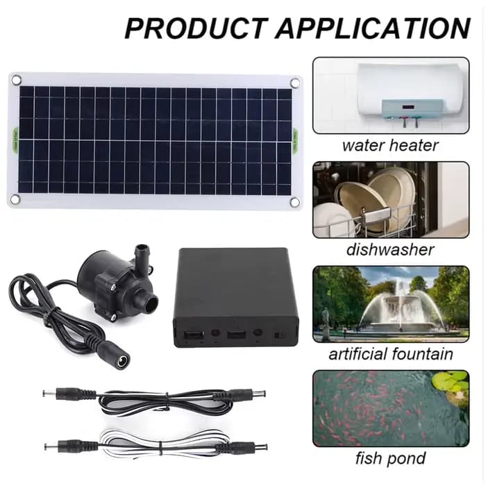 Ensemble de pompe à eau solaire sans balais, 30W, 800L/H, DC 18V, faible bruit, pour jardin, piscine