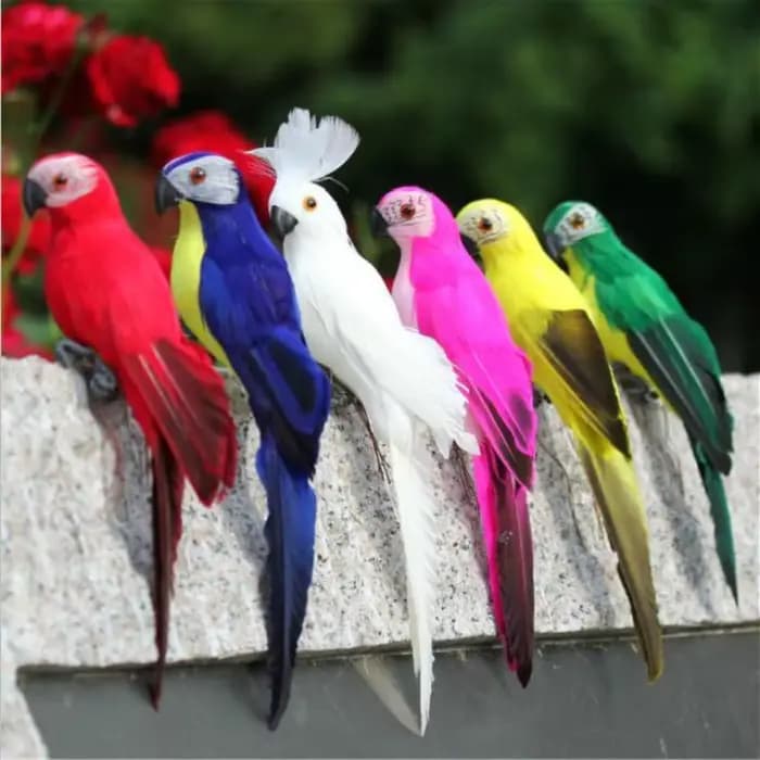 Simulation créative faite à la main 25/35cm, perroquet, Animal, oiseau, accessoires de jardin, décor