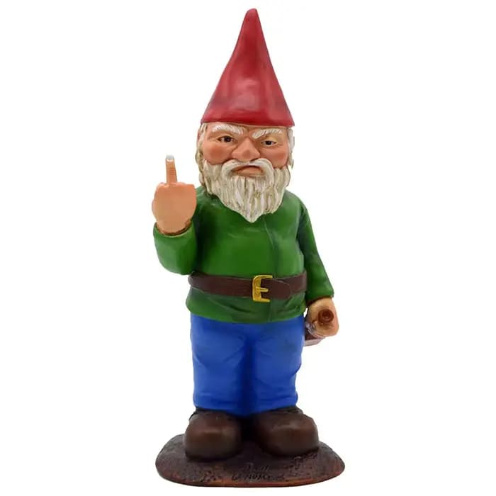Statue de Gnome de jardin coquine, drôle, doigt du milieu, pour sortir, pelouse, décoration de jardi