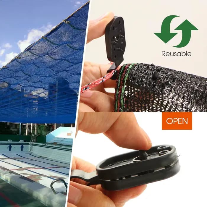 Pince de Fixation de Filet Pare-Soleil en Plastique Réutilisable, pour l'Extérieur, Gaden Ombre, Cli