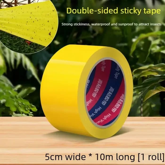 Bande anti-parasites pour jardin, film adhésif double face jaune de 10 m pour empêcher les insectes,